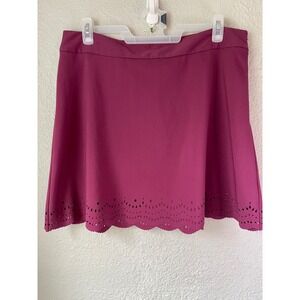 Loft Outlet Skirt Size 16 A-Line Laser Cut Hem Maroon Burgundy Casual